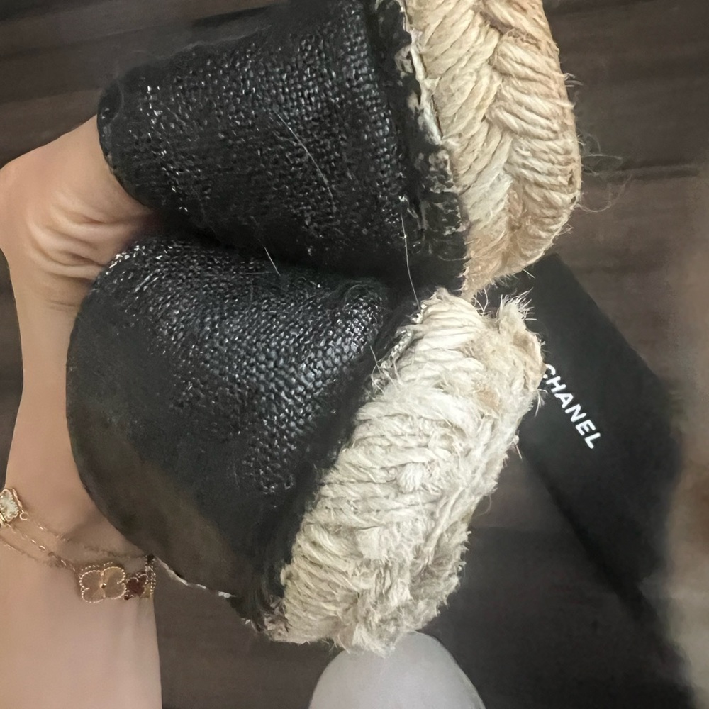❤️🔥FLASHSALE!!! Chanel CC Espadrilles Flats Black Size 38 Dust Bag - Picture 5 of 12